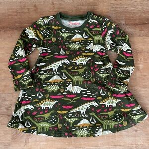 Piccolina Long Sleeve Dinosaur Print Cotton Dress, 6